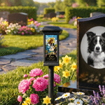 Personalized Jesus Pet Photo Solar Garden Light with Name Text and Date Garden Decor Memorial Sympathy Gift for Pet Owner Christian