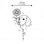 Personalised Line-Art Pet Photo Birth Flower Tattoo Sticker with  Name Party Birthday Gift for Pet Lover Owner