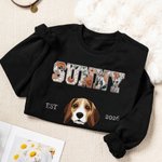 Personalized Multicolor Embroidered Pet Photo Avatar T-shirt Sweatshirt Hoodie with Name and Year Daily Wear Birthday Anniversary Gift for Pet Lovers