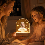 Spersonalizowana lampka nocna LED w stylu 3D z postacią z kreskówki „Chmura i gwiazda”, z drewnianą podstawą i imieniem – idealna do pokoju dziecięcego, prezent urodzinowy dla dziewczynek i chłopców