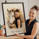 Personalised Watercolor Horse Portrait Photo Canvas Prints with Name Wall Decor Ship from USA Housewarming Birthday Gift for Horse Owner