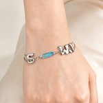 Personalized Exquisite Birthstone Bracelet with Initial Charm Birthday Mother's Day Friendship Gift for Women