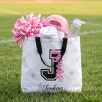 Personalized Stars Durable Large Tote Bag with Name and Initial Daily Use Cheer Camp Birthday Gift for Girl Woman Cheerleader Coach