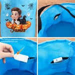 Personalised Halloween Cartoon Character Pumpkin LED Light Bucket Bag with Name and Photo Trick or Treat Halloween Party Gift for Children Boys Girls