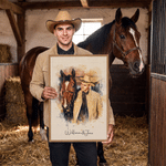 Personalised Watercolor Horse Portrait Photo Canvas Prints with Name Wall Decor Ship from USA Housewarming Birthday Gift for Horse Owner