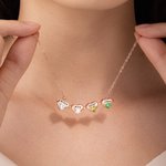 Personalised Dainty Magnetic Petal Flower 3-8 Heart Birthstone Necklace with Engraved Name Anniversary Birthday Gift for Mum Girlfriend