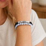 Personalised Beaded Stretch Medical Alert ID Bracelet with Engraved Text Emergency Gift for Diabetes Allergy Epilepsy