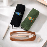 Personalised Multicolour Birth Flower Corduroy Pencil Case Pen Bag with Name Teacher's Day Birthday Back to School Gift for Colleague Teacher Student