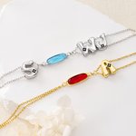 Personalized Exquisite Birthstone Bracelet with Initial Charm Birthday Mother's Day Friendship Gift for Women