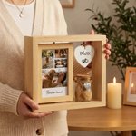 Marco de madera personalizado con collage de fotos de mascotas, tarro para pelo, nombre y texto. Decoración para el hogar. Regalo de condolencia por la pérdida de una mascota para los amantes de los a