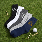 Personalized Multicolor Golf Theme 100% Cotton Socks with Name and Initial Golf Club Game Day Gift for Golf Lovers Golfers
