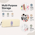 Personalised Multicolour Birth Flower Corduroy Pencil Case Pen Bag with Name Teacher's Day Birthday Back to School Gift for Colleague Teacher Student