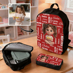 Personalised Name Word Cloud Cartoon Character Backpack Lunch Box Pencil Case Set Back to School Birthday Gift for Kids Boys Girls