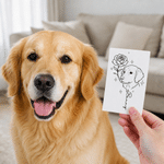 Personalised Line-Art Pet Photo Birth Flower Tattoo Sticker with  Name Party Birthday Gift for Pet Lover Owner