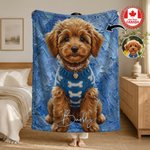 Personalized Oil Painting Style Pet Photo Soft Throw Blanket with Name Ship from Canada Home Decor Birthday Pet Memorial Gift for Pet Lovers