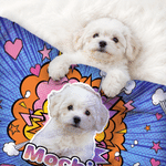 Personalized Pet Photo Pop Art Soft Pet Blanket with Name Home Decor Daily Use Birthday Gift for Pet Owners Lovers