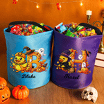 Personalised Cute Halloween Duck LED Light Bucket Bag with Name and Initial Trick or Treat Halloween Party Gift for Kids Boys Girls