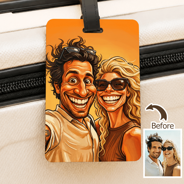 Personalized Retro Cartoon American Comic Style Photo Luggage Tag Travel Accessories Birthday Gift for Family Friends