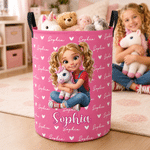 Personalized Fantasy Unicorn Dinosaur Large Capacity Storage Laundry Basket with Name Room Decor Birthday Gift for Kids Boys Girls