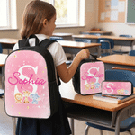 Personalized Multicolor Cute Animals Initial Backpack Lunch Bag Pencil Case Set with Name Daily Use Back to School Gift for Kids