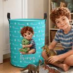 Personalized Fantasy Unicorn Dinosaur Large Capacity Storage Laundry Basket with Name Room Decor Birthday Gift for Kids Boys Girls