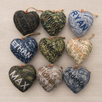 Personalized Handmade Embroidered Camouflage Heart Ornament with Name Home Decor Military Retirement Birthday Gift for Army Veterans