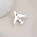 Personalised Airplane Lapel Brooch Pin with Engraved Name Birthday Gift for Pilot Stewardess Flight Attendant