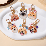 Llavero personalizado con foto de mascota, en forma de corazón, pata y hueso, con inicial; colgante para bolso; ideal para el uso diario y como regalo de cumpleaños para los amantes de las mascotas