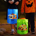 Personalised Cute Halloween Duck LED Light Bucket Bag with Name and Initial Trick or Treat Halloween Party Gift for Kids Boys Girls