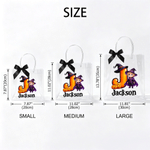 Personalised Cute Halloween Theme Cartoon Photo Character Transparent Tote Bag with Name Initial and Black Bow Halloween Party Gift for Kids
