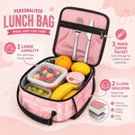 Personalised Cartoon Character Birth Flower Bouquet Name Insulated Lunch Bag Daily Travel Back to School Birthday Gift for Kids Students