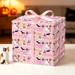 Personalised Spooky Cute Halloween Cat Dog Wrapping Paper Set of 3 with Name Halloween Party Favor Gift for Kids Friends Pet Owners