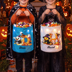 Personalised Cute Halloween Duck LED Light Bucket Bag with Name and Initial Trick or Treat Halloween Party Gift for Kids Boys Girls