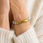 Personalised Beaded Stretch Medical Alert ID Bracelet with Engraved Text Emergency Gift for Diabetes Allergy Epilepsy