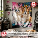 Personalized Graffiti Oil Pet Photo Soft Throw Blanket with Name Ship from Canada Home Decor Daily Use Birthday Gift for Pet Lovers Family