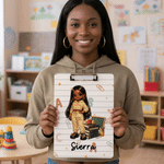 Personalized Cartoon Black Teacher Acrylic Clipboard with Name School Supplies Teacher Appreciation Week Teacher's Day Gift for Teacher