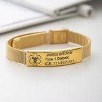 Gepersonaliseerde Verstelbaar Medisch Noodalarm Mesh ID Bandje Armband met Gegraveerde Tekst Verjaardagscadeau voor Diabetes Allergie Epilepsie