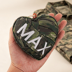 Personalized Handmade Embroidered Camouflage Heart Ornament with Name Home Decor Military Retirement Birthday Gift for Army Veterans