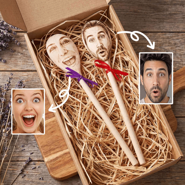 Personalized Funny Face Engraved Wooden Spoon, Custom Photo Mixing Spoon, Unique Home Decor, Birthday/Housewarming Gift for Friend/Family/Couples