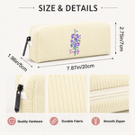Personalised Multicolour Birth Flower Corduroy Pencil Case Pen Bag with Name Teacher's Day Birthday Back to School Gift for Colleague Teacher Student