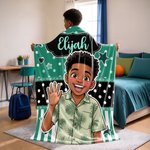 Manta acogedora personalizada con diseño de lunares, de foto a dibujo animado, con nombre; decoración para el hogar y regalo de cumpleaños para niños y niñas