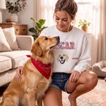 Personalized Multicolor Embroidered Pet Photo Avatar T-shirt Sweatshirt Hoodie with Name and Year Daily Wear Birthday Anniversary Gift for Pet Lovers