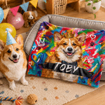 Personalised Multicolour Graffiti Style Pet Photo Soft Pet Blanket with Name Daily Use Living Room Birthday Gift for Pet Owner