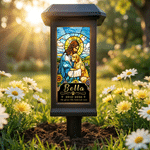 Personalized Jesus Pet Photo Solar Garden Light with Name Text and Date Garden Decor Memorial Sympathy Gift for Pet Owner Christian