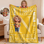 Personalised Cartoon Kid Photo Soft Throw Blanket with Initial and Name Home Decor Birthday Gift for Boys Girls