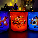 Personalised Cute Halloween Duck LED Light Bucket Bag with Name and Initial Trick or Treat Halloween Party Gift for Kids Boys Girls