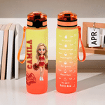Personlig vattenflaska (34 oz) med BPA-fri, tecknad cheerleader-figur, med foto och namn samt viklock – en perfekt present till cheerleaders inför en matchdag utomhus