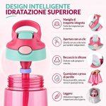 Borraccia personalizzata trasparente o termica senza BPA, con cannuccia, personaggio animato e nome - Regalo per ritorno a scuola per bambini