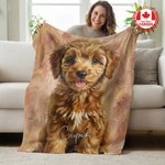 Personalized Oil Painting Style Pet Photo Soft Throw Blanket with Name Ship from Canada Home Decor Birthday Pet Memorial Gift for Pet Lovers