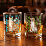 Personalized Watercolour Style Pet Portrait Photo 10 oz Old-Fashioned Whisky Glass with Name Birthday Anniversary Gift for Pet Lovers